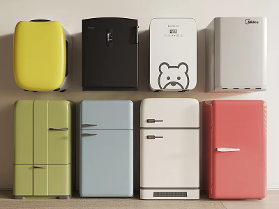 Colorful Refrigerators and Freezers in Various Styles and Vibrant Hues for Modern Kitchens 3d model