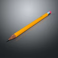 Yellow Pencil With Red Eraser Cap On Gray Background And Shiny Surface Reflection 3d model