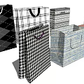 Decorative Storage Bag Set With Plaid Striped Polka Dot And Argyle Patterns