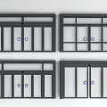 Black Metal Window Frames With Various Designs And Glass Panels 3d model