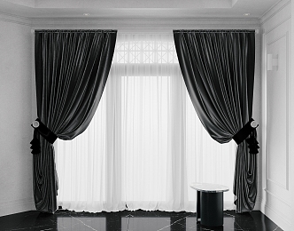 French Curtain Black Curtain Draw Curtain 3d model