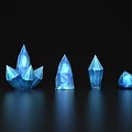 Blue Crystal Jewelry With Four Different Shapes And Glossy Look Displayed On Black Background