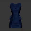 Stylish Blue Sleeveless V Neck Fitted Waist Peplum Hem Women's Dress Design
