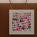 Modern Square Oil Painting With Vibrant Multicolored Irregular Strokes On Wooden Wall