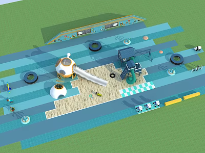 Modern children's play area playground 3d model