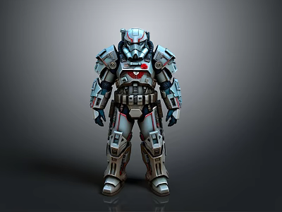 Armored Mech Warrior Character With Animal Inspired Helmet And Mechanical Armor Design 3d model