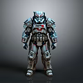 Armored Mech Warrior Character With Animal Inspired Helmet And Mechanical Armor Design