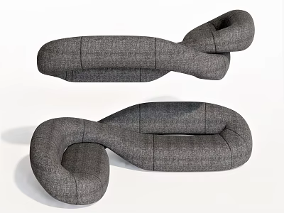 Irregular Shape Gray Fabric Sofa With Modern Knotted Design For Living Room 3d model