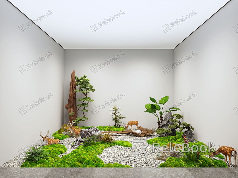 Indoor landscaping landscape sketch plant landscaping model