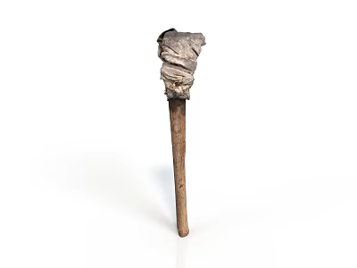 Household Mop With Cloth Wrapped Head And Wooden Handle For Daily Cleaning 3d model