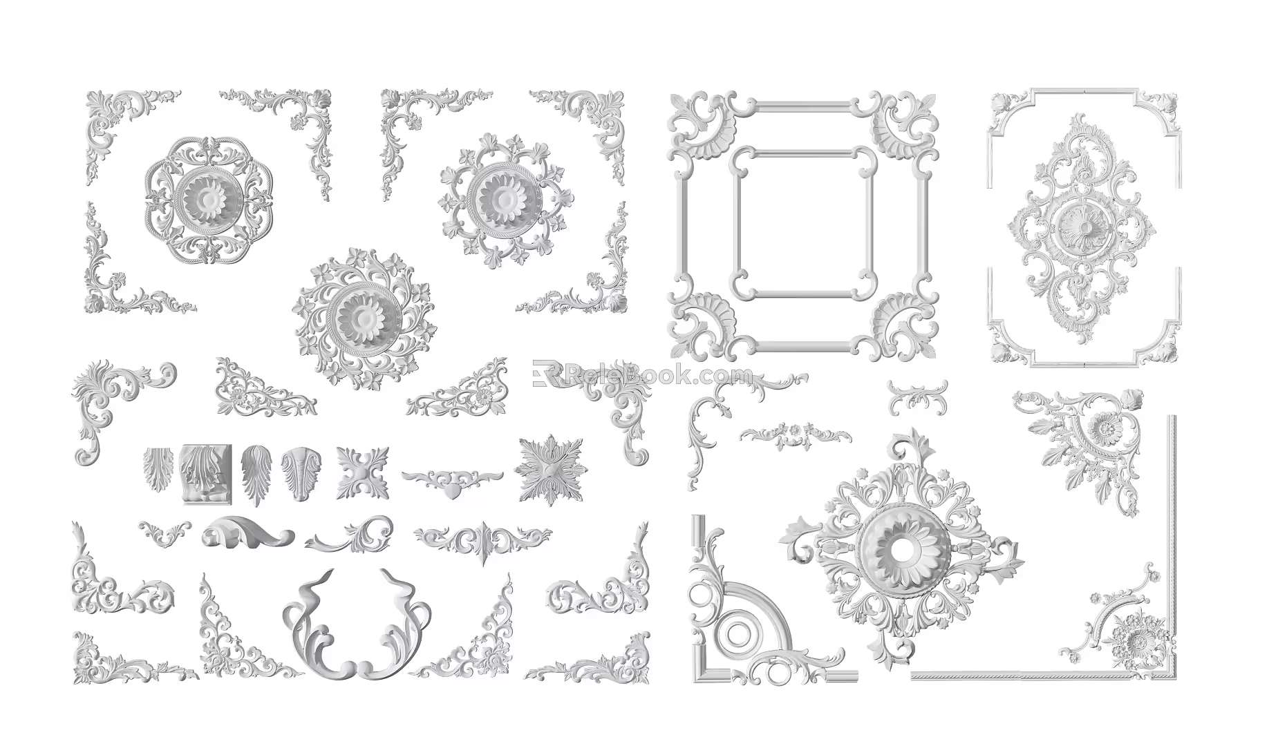 European-style carved line combination 3d model