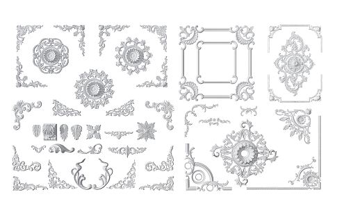 European-style carved line combination 3d model