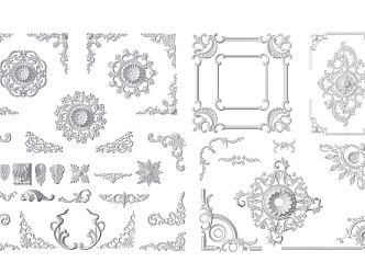 European-style carved line combination 3d model