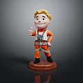 3D Model Golden Haired Cartoon Game Movie Character In Orange Outfit Giving Thumbs Up