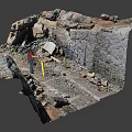 Industrial Equipment For Rock Mining At Quarry Worksite With Large Rocks And Operator