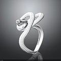 White Coiled Snake 3D Printed Model Featuring Small Animal Head Sculpture Design 3d model