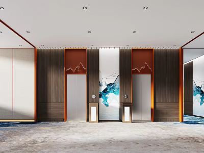 New Chinese Elevator Hall Hotel Aisle 3d model