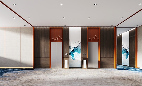 New Chinese Elevator Hall Hotel Aisle 3d model