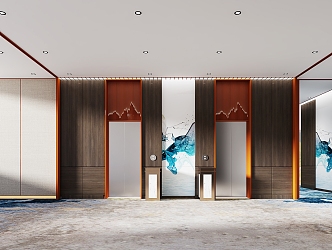 New Chinese Elevator Hall Hotel Aisle 3d model