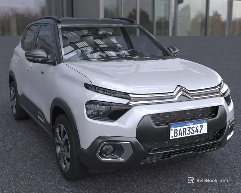 White Modern SUV Car With Roof Rack Front Grille And Headlights 3d model 
