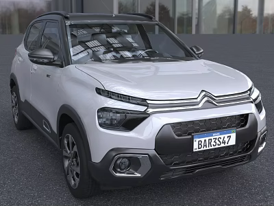 White Modern SUV Car With Roof Rack Front Grille And Headlights 3d model