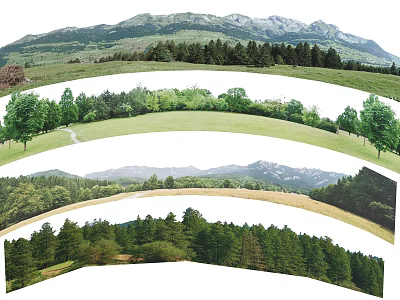 Picturesque Natural Landscape Background Wall With Rolling Green Mountains Lush Forests And Open Grasslands 3d model