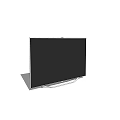 Modern Slim Flat Screen Television With Sleek Silver Stand And Black