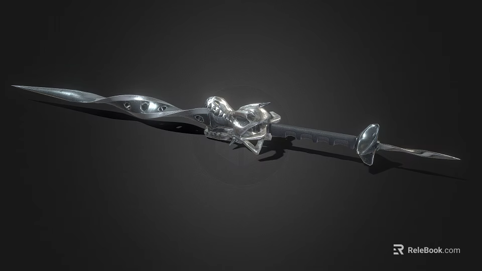 Fantasy Character Weapon Silver Sword With Intricate Mythical Creature Hilt Design 3d model 