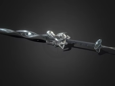 Fantasy Character Weapon Silver Sword With Intricate Mythical Creature Hilt Design 3d model