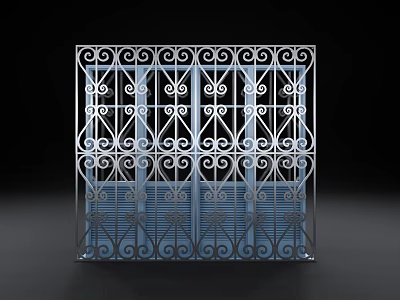 Ornate Iron Gate With Intricate Curved Patterns Classic Decorative Design For Home Entrance 3d model