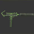 Vintage Submachine Gun With Metallic Texture Barrel Grip And Trigger Retro Design 3d model