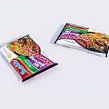 Two Packs Of Indomie Instant Noodles With Colorful Packaging And Food