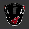Hockey Goalie Helmet With Black Red White Flame Design And Protective Cage