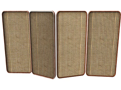 Traditional Bamboo Weave Four Panel Room Divider For Home Decoration 3d model