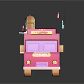 Cute Pink Donut Truck With Decorative Donut On Top And Sweet Mobile Cart Design