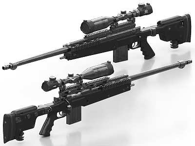 Sniper Rifles With Tactical Scopes Modern Design And Long Range Accuracy 3d model