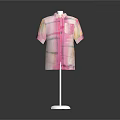Casual Stylish Short Sleeve Shirt With Pink And Yellow Gradient Pattern