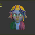 Cute Blue Skinned Elf Eared Character Wearing Yellow Hat With Large Purple Eyes
