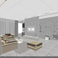 Modern Midea Life Store Interior With Office Desks Chairs Display Cabinets And Ceiling Lights