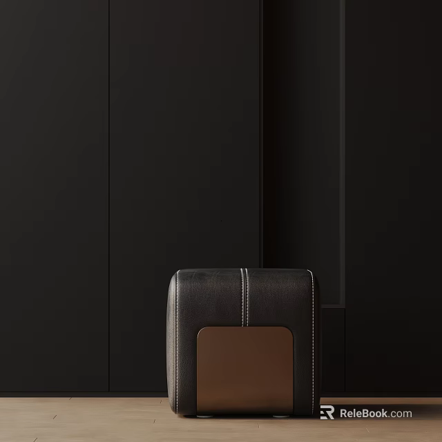 Modern Leather Side Table In Black And Brown With Sleek Design And Stitched Details 3d model 