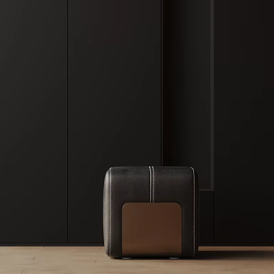 Modern Leather Side Table In Black And Brown With Sleek Design And Stitched Details 3d model