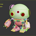 Cute White Robot Character With Big Black Eyes Round Head And Mechanical Limbs
