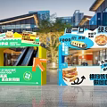 Eye Catching Storefront Window Display With Food Promotion Billboards And QR Code Elements
