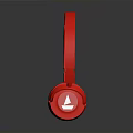 Red Over Ear Headphones With Black Ear Cushions And White Logo