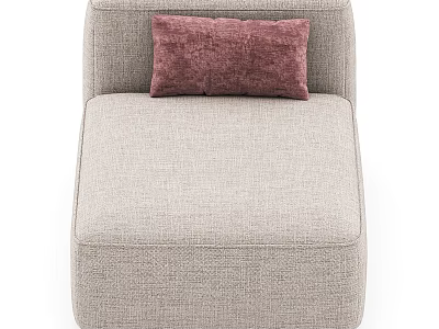 Light Beige Fabric Single Seater Sofa With Deep Pink Velvet Cushion 3d model