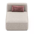 Light Beige Fabric Single Seater Sofa With Deep Pink Velvet Cushion