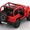 Stylish Red Convertible Off Road Vehicle With Open Doors And Black Wheels