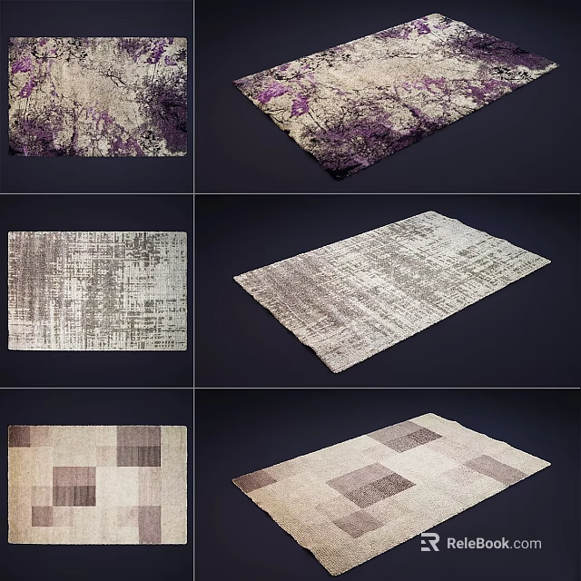Square Rugs With Various Patterns Textures And Colorful Designs For Home Decor 3d model 