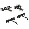 Black Modern Faucet Design With Wall Mounted Handles And Spout For Bathroom