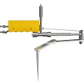 Industrial Equipment with yellow main body and silver metal arm mechanical support structure components